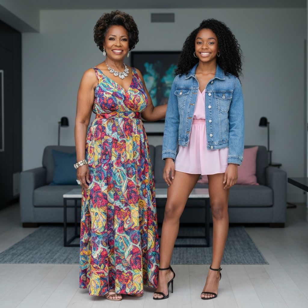 African American grandmother and granddaughter