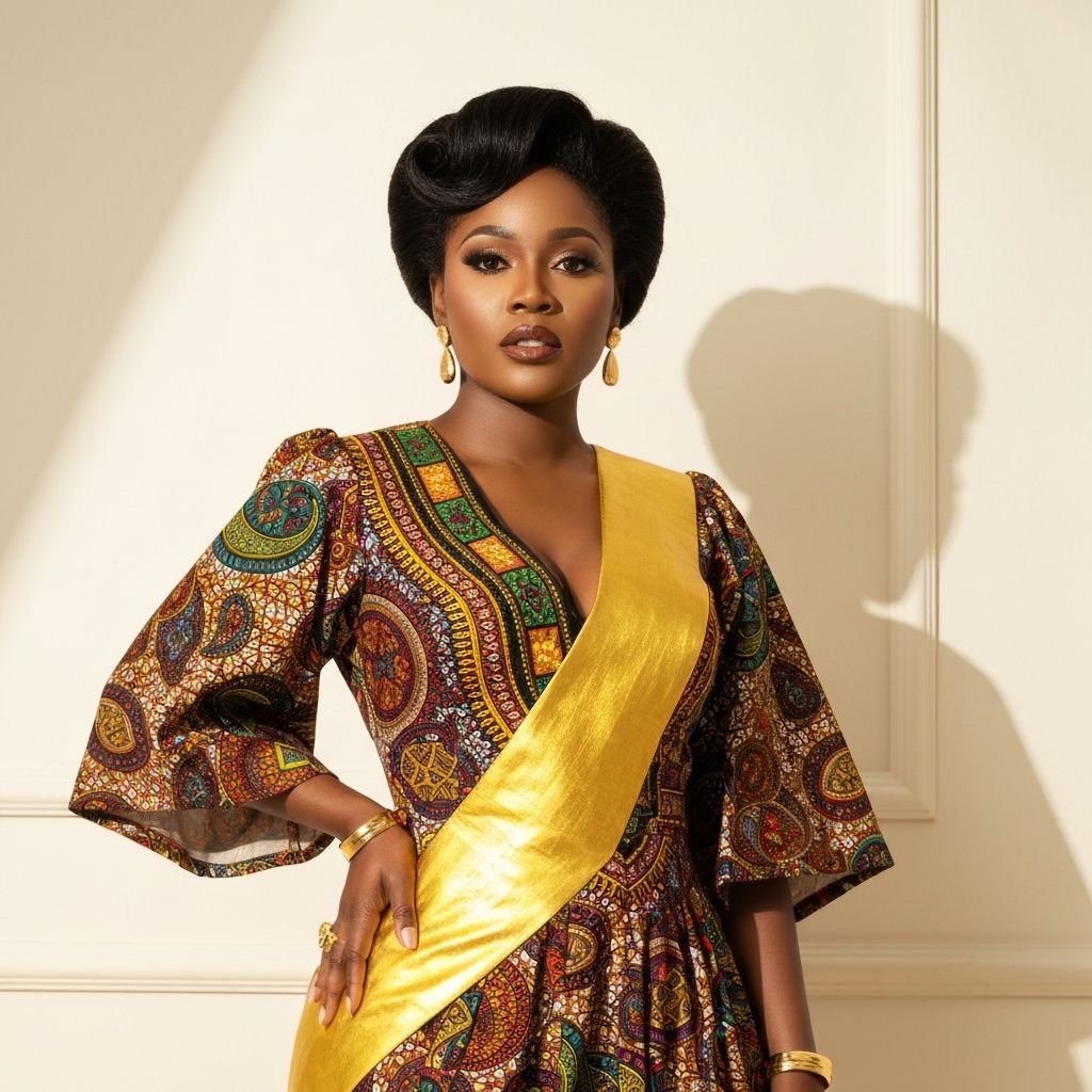 African American woman in elegant traditional African fashion