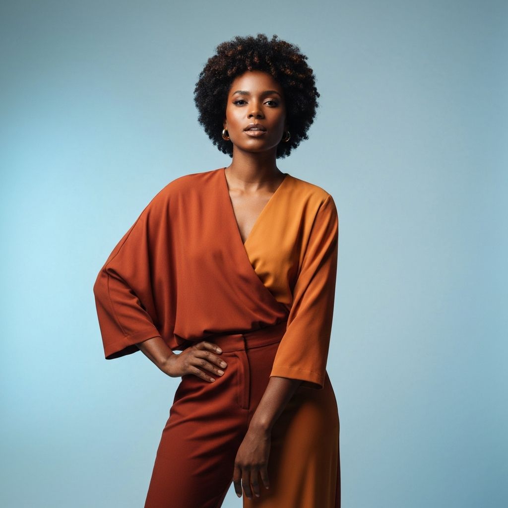 Confident African American woman in terracotta fashion